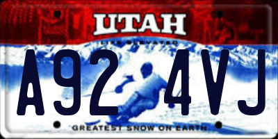 UT license plate A924VJ
