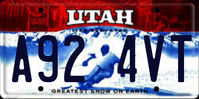 UT license plate A924VT