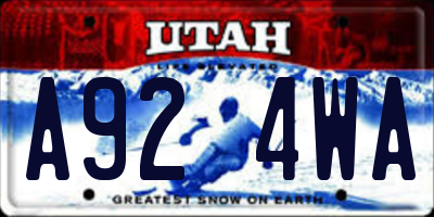 UT license plate A924WA