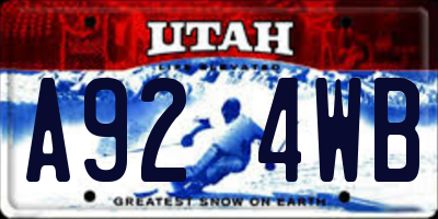 UT license plate A924WB