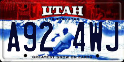 UT license plate A924WJ