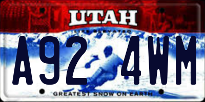 UT license plate A924WM