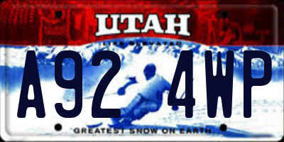 UT license plate A924WP