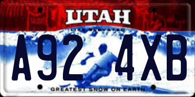 UT license plate A924XB
