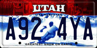 UT license plate A924YA