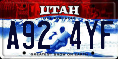UT license plate A924YF