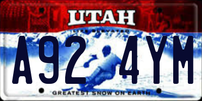 UT license plate A924YM