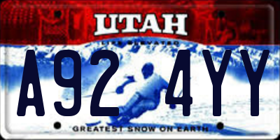 UT license plate A924YY