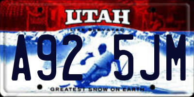 UT license plate A925JM