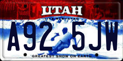 UT license plate A925JW