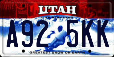 UT license plate A925KK