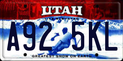 UT license plate A925KL