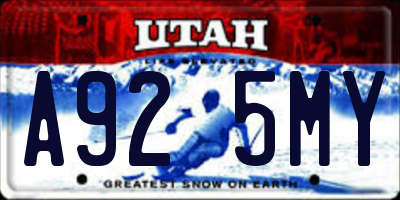 UT license plate A925MY