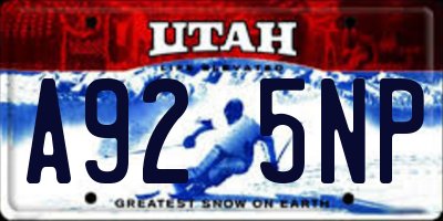 UT license plate A925NP
