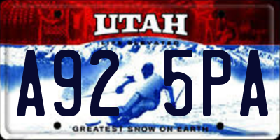 UT license plate A925PA