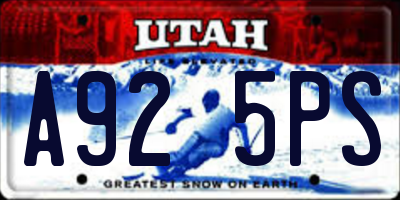 UT license plate A925PS
