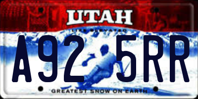 UT license plate A925RR