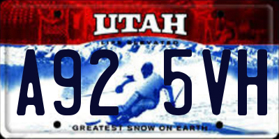 UT license plate A925VH