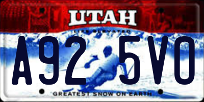 UT license plate A925VO