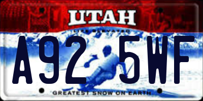 UT license plate A925WF