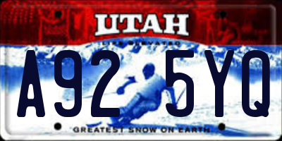 UT license plate A925YQ