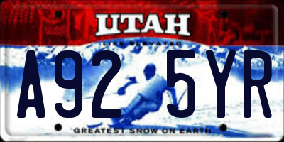 UT license plate A925YR
