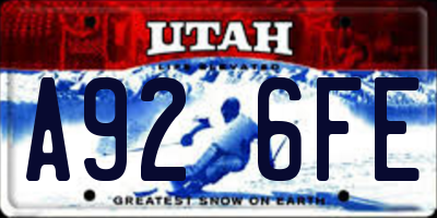 UT license plate A926FE