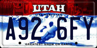 UT license plate A926FY