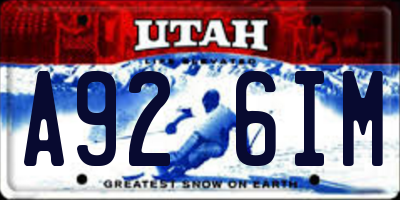 UT license plate A926IM