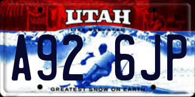 UT license plate A926JP