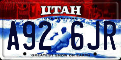 UT license plate A926JR