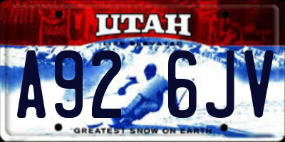 UT license plate A926JV