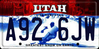 UT license plate A926JW