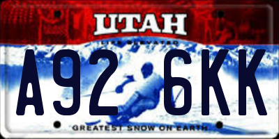 UT license plate A926KK