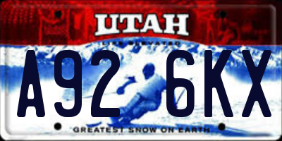 UT license plate A926KX