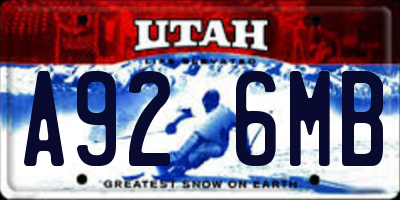 UT license plate A926MB