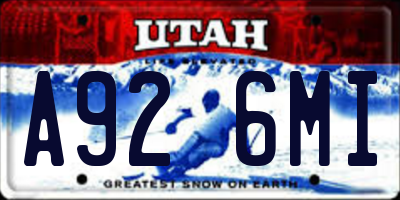 UT license plate A926MI