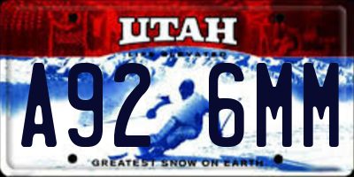 UT license plate A926MM