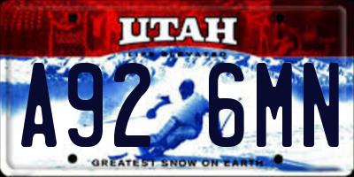 UT license plate A926MN
