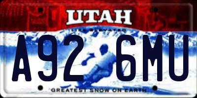 UT license plate A926MU