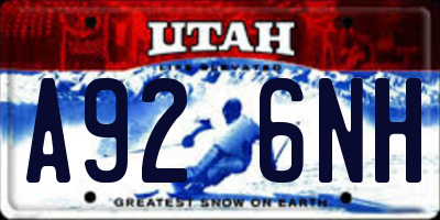 UT license plate A926NH