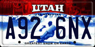 UT license plate A926NX