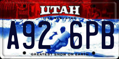 UT license plate A926PB