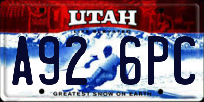 UT license plate A926PC