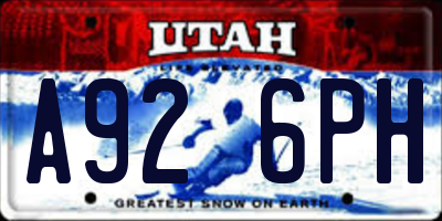 UT license plate A926PH