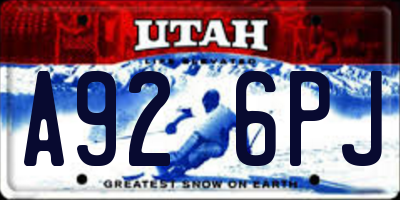 UT license plate A926PJ