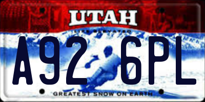 UT license plate A926PL