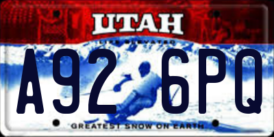 UT license plate A926PQ