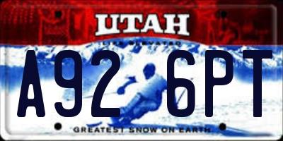 UT license plate A926PT
