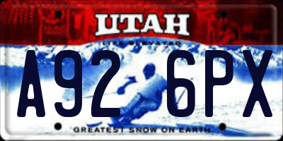 UT license plate A926PX